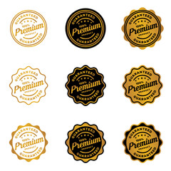100 percent premium quality vector badges Vector illustration. Luxury black and gold labels. For icon, logo, sign, seal, symbol, stamp, sticker.
