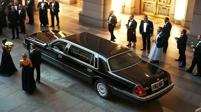 Black Tie Opera Night with Guests Arriving in Limousines