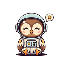 Cute Owl Waving Hand Cartoon Vector Icon Illustration. Animal Nature Icon Concept Isolated Premium