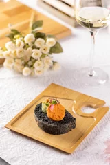 Fotobehang Eetkamer Black bread canapes  © Grafvision