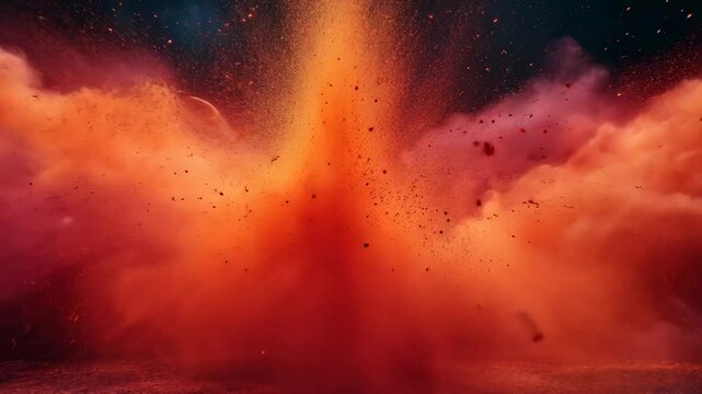 Vibrant explosion of colorful powder in slow motion