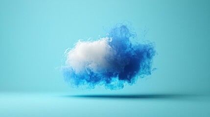 Abstract Blue And White Cloud Design On Light Blue Background