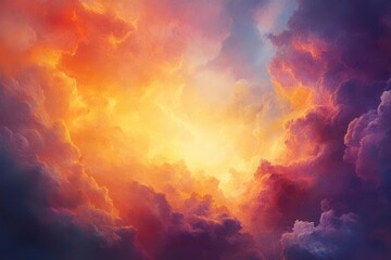 Fototapeta premium Golden Hour Cloudscape Above the Horizon for Inspirational Wall Art