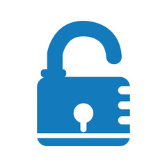 Open lock security icon.