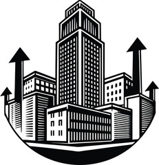 Fototapeta premium Black and white building icon , Real state image on a white background
