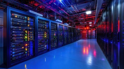 Fototapeta premium High-Performance Data Center Operation Room Scene