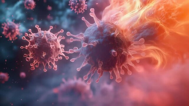 Microscopic virus close-up Infectious disease outbreak Scientific virology imagery