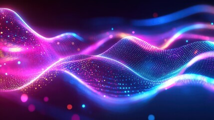 Fototapeta premium Holographic Neon Waves Background with Psychedelic Abstract Design in Pastel Colors for Digital Art Projects