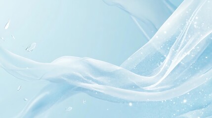 Flowing fabric, light blue background