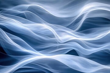 Obraz premium Abstract blue white flowing waves on dark background for digital art