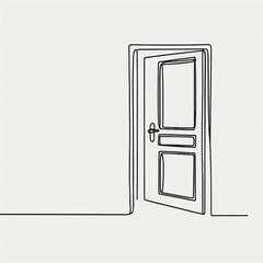 door open silhouette thin lines flat colors