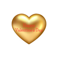 Golden heart isolated on the transparent background on happy valentine's Day.