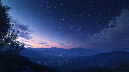 Majestic Starry Night Sky with Dramatic Cloud Formations Over Tranquil Landscape