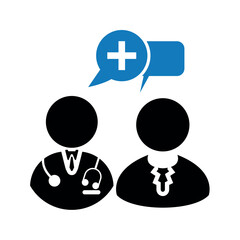 Doctor patient conversation icon.