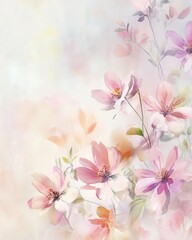 Pastel Floral Background with Soft Colorful Flowers for Spring-Themed Projects