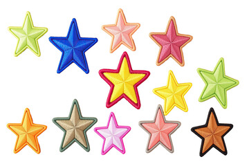 Obraz premium Colorful Fabric Star Patches – Embroidered Appliques for Crafts, Sewing, and DIY Decoration