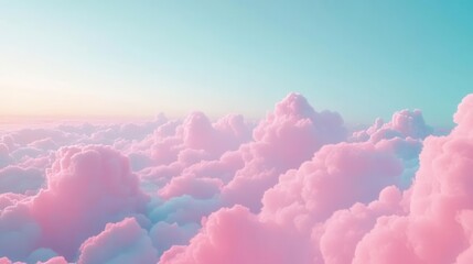 Pink Clouds on a Blue Sky at Dawn, Soft Pastel Hues for Calming Wallpaper and Background Designs