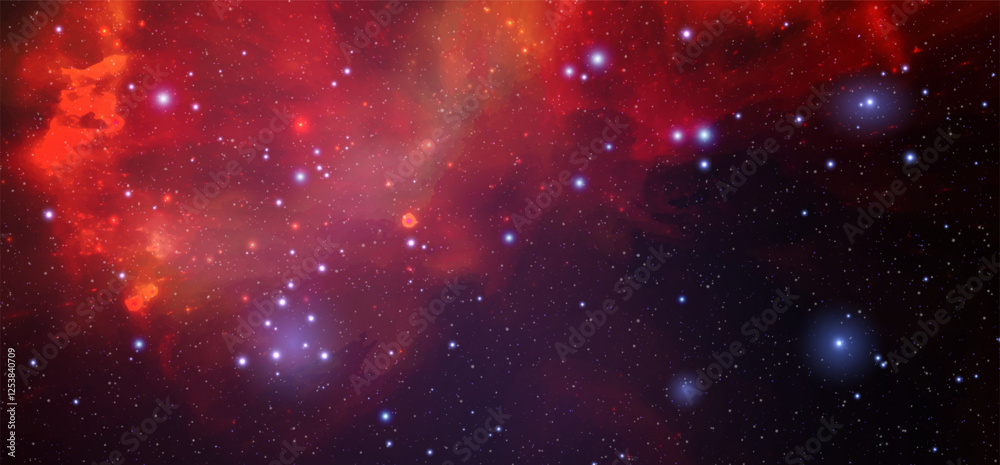 Wall mural space vector background with realistic nebula and shining stars. magic colorful galaxy with stardust
