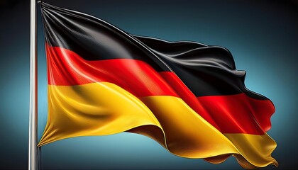 Naklejka premium The flag of Germany on a pole blowing in the wind