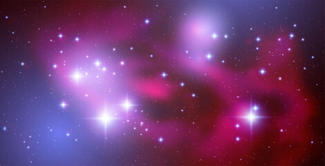 Space vector background with realistic nebula and shining stars. Magic colorful galaxy with stardust