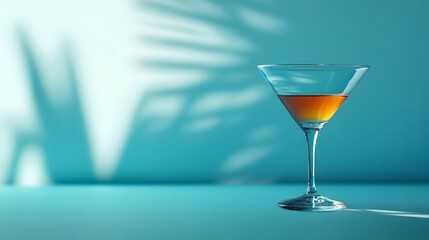 Modern Minimalist Tequila Cocktail Drink in Turquoise Blue Setting