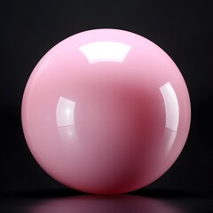 Glossy Pink Plastic Orb on Plain Black Background