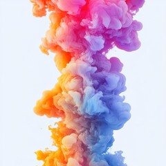 Fototapeta premium Set of Vibrant Smoke Explosions Isolated on Pure White Background, High-Resolution Abstract Design for Marketing and Branding Projects