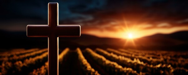 Sunset Cross Vineyard Landscape