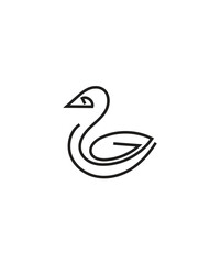 simple duck logo vector illustration with line art style
