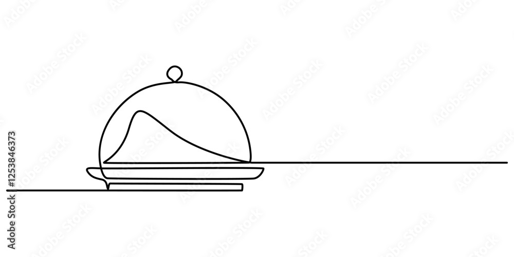 Poster continuous line drawing of serving icon. hand drawn symbol vector illustration, hand drawn doodle se