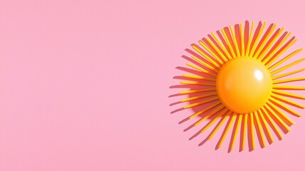 Obraz premium Colorful sunburst design on pink background.
