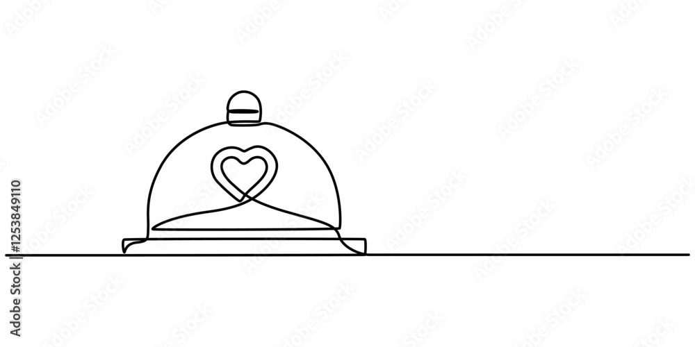 Poster continuous line drawing of serving icon. hand drawn symbol vector illustration, hand drawn doodle se