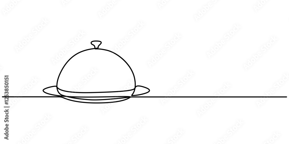 Poster continuous line drawing of serving icon. hand drawn symbol vector illustration, hand drawn doodle se