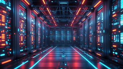 High-Tech Server Room with AI-Driven Data Processing