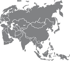 gray asia map silhouette design vector art illustration isolated on transparent background © Mohaiminul