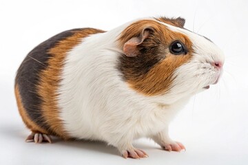 tortoiseshell and white guinea pig isolated on white background