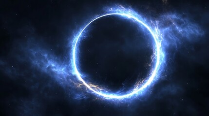Glowing cosmic ring, nebula background
