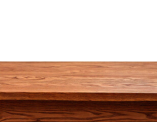 Fototapeta premium Wooden table, rectangle tabletop, white transparent background, natural, realistic, studio light, smooth surface, polished edges, sturdy legs, solid wood, minimalist, elegant, craftsmanship, durable, 