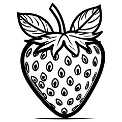 Strawberry - Minimalist and Flat Logo - Vector illustration.Strawberry, Minimalist and Simple Silhouette - Vector illustration.Strawberry, Black and White Vector illustration.