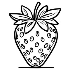 Strawberry - Minimalist and Flat Logo - Vector illustration.Strawberry, Minimalist and Simple Silhouette - Vector illustration.Strawberry, Black and White Vector illustration.