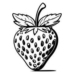 Strawberry - Minimalist and Flat Logo - Vector illustration.Strawberry, Minimalist and Simple Silhouette - Vector illustration.Strawberry, Black and White Vector illustration.