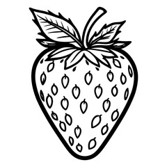 Strawberry - Minimalist and Flat Logo - Vector illustration.Strawberry, Minimalist and Simple Silhouette - Vector illustration.Strawberry, Black and White Vector illustration.