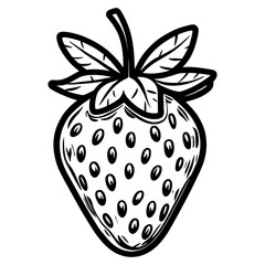 Strawberry - Minimalist and Flat Logo - Vector illustration.Strawberry, Minimalist and Simple Silhouette - Vector illustration.Strawberry, Black and White Vector illustration.