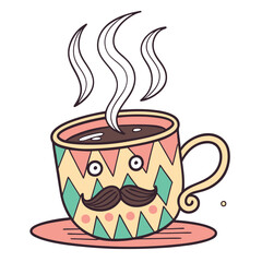 Mustached Coffee Cup vector @ illustration design