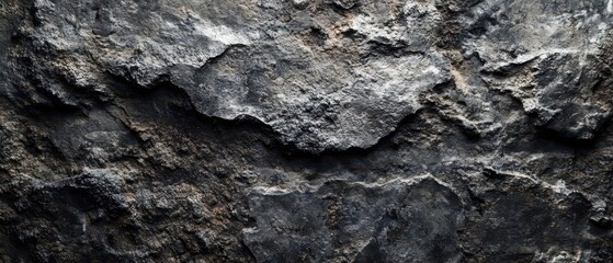 Dark Gray Grunge Background with Rough Stone Texture, Wide Banner for Design