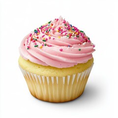 Delicious Cupcake Isolated on Pure White Background, Generative AI Illustration for Food Branding Projects