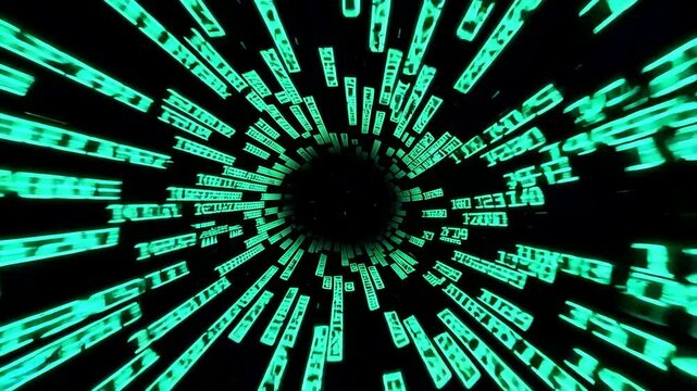 tunnel of binary code streaming endlessly toward the screen