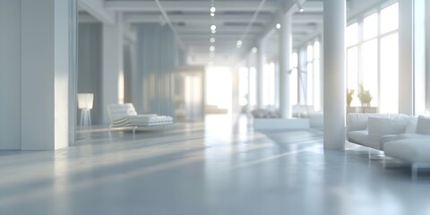 Naklejka premium Modern Hospital Lobby With Sleek Design And Comfortable Seating 