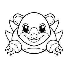 Fototapeta premium star nosed mole peeking coloring pages Vector illustration for coloring books 