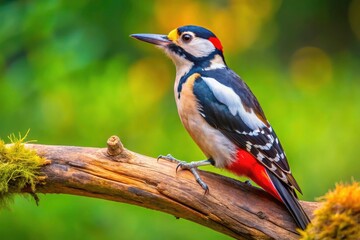 Obraz premium Nature's beauty: a captivating Great Spotted Woodpecker (Dendrocopos major) photo. Bird pictures, wildlife photography.